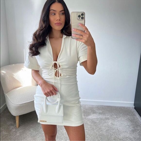 NWT ZARA LINEN BLEND DRESS WITH KEYHOLE DETAIL - Picture 10 of 16